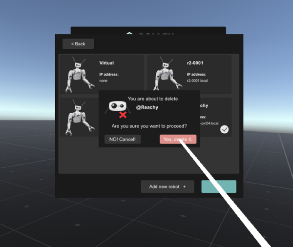 Delete robot panel