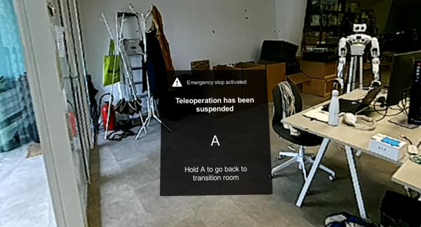 Help panel in VR transition room