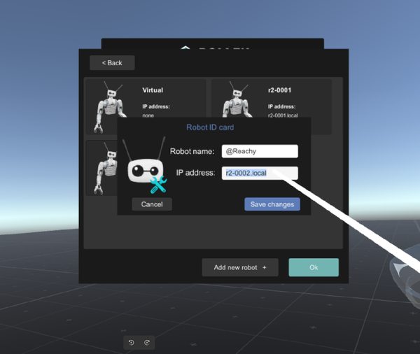 Modify robot panel
